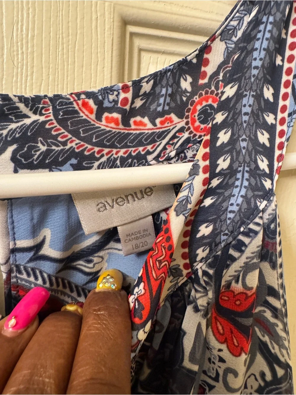 Avenue Navy, Light Blue & Red Paisley Tank Top - Picture 3 of 8